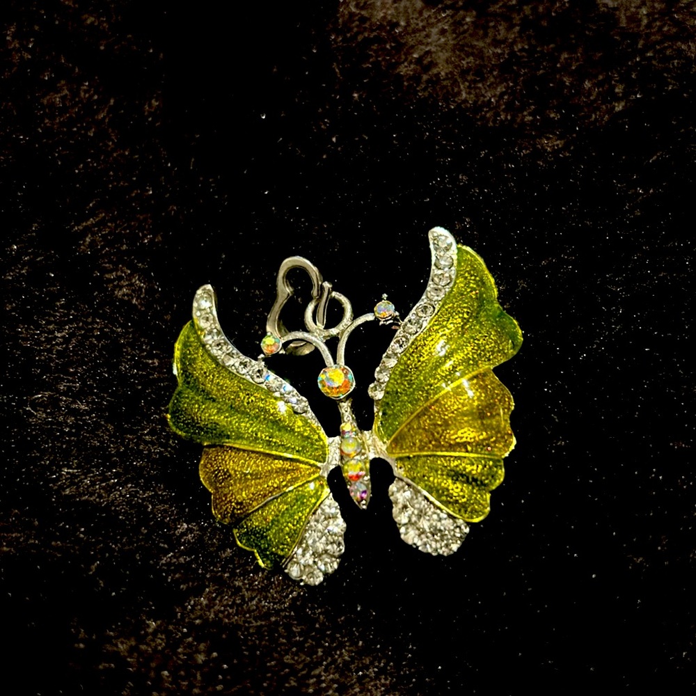 Beautiful Green butterfly pendant, with iridescent accent stones